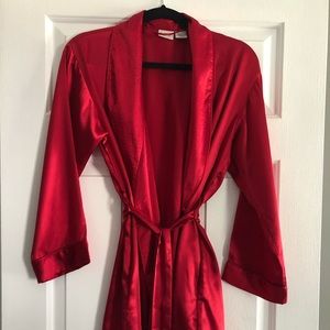 Red silky Fredrick’s of Hollywood robe
